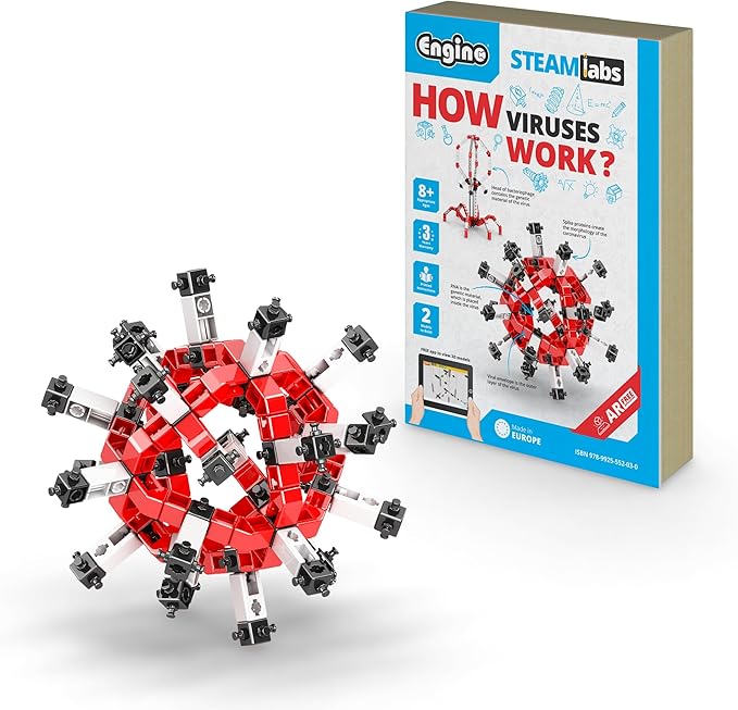 Engino STEAM Labs, How Viruses Work, STEAM Toys for Ages 8+, Experiment & Art Activities, STEM Project for Girls & Boys, Learning & Education Toys, 2 Model Building Set
