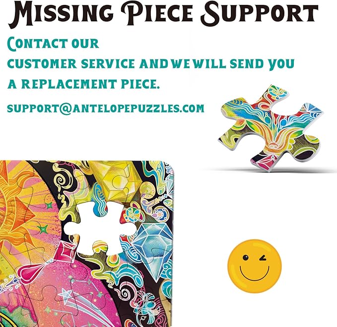 Antelope 2 in 1 1000 Piece Puzzle Bundle - Hue Wormhole - 1000 Piece Jigsaw Puzzle with Gem Mandala