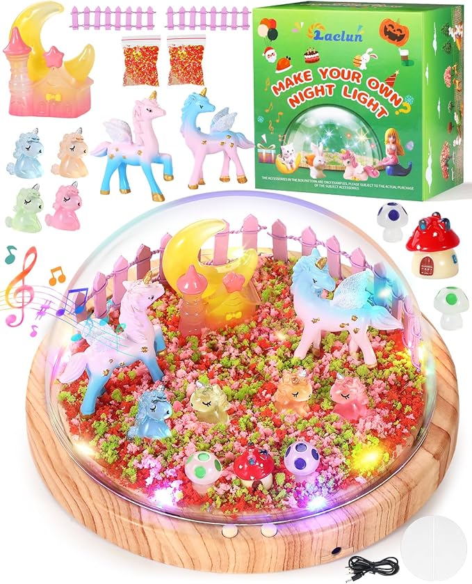 Laclun Unicorns Gifts for Girls,Make Your Own Night Light, Arts and Crafts Kit for Kids,Birthday Gift for Ages 4 5 6 7 8 9 10 Year Old DIY Unicorns Toys for Girls Best Christmas Presents