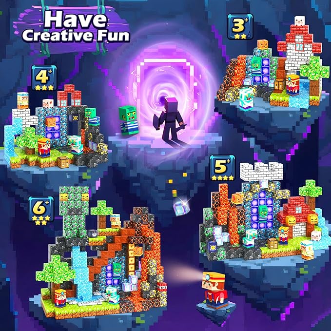 Magnetic Blocks Toys, Build Mine Magnet World Set, Magnetic Tiles Building for Boys & Girls Age 4-8 5-7, STEM Montessori Sensory Toys for Toddlers Kids Gifts