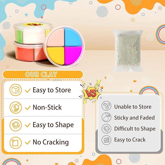 Air Dry Clay Kit - Animal Theme, Modeling Clay for Kids, DIY Model Magic Clay with Sculpting Tools and Tutorials, 12 Boxes Molding Clay, Ultra Light, Soft & Non-Sticky, Arts and Crafts Gift for Kids