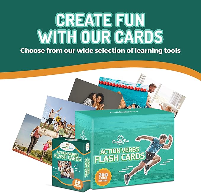 50 Action Verbs Flash Cards - Vocabulary Builder for Speech Therapy, ESL & Homeschooling | Realistic Diverse Pictures for Kids & Adults with Autism, Dementia, Aphasia, SLP | Educational Learning Cards