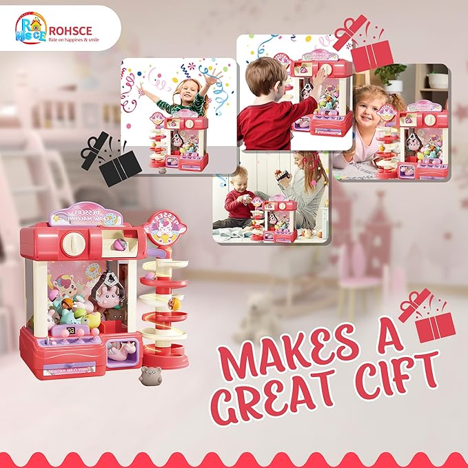 Claw Machine for Kids, Mini Vending Machine Toys for Girls, Arcade Game Toy for Ages 8-13, Electronic Claw Game Machine for Party with Lights Sound, Birthday Gifts for Ages 4+