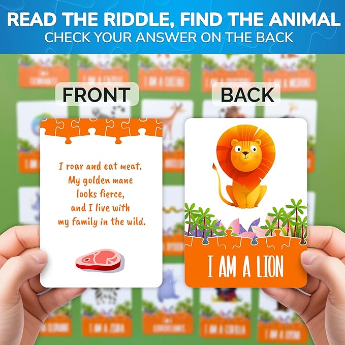 QUOKKA Search and Find Puzzles for Kids Ages 4-6 - Riddle Kids Puzzles 6-8 Years Old - 70 Unique Pcs - 20 Illustrated Guessing Cards - Engaging Children Themes - Africa Puzzle Gift for Toddlers 3-5