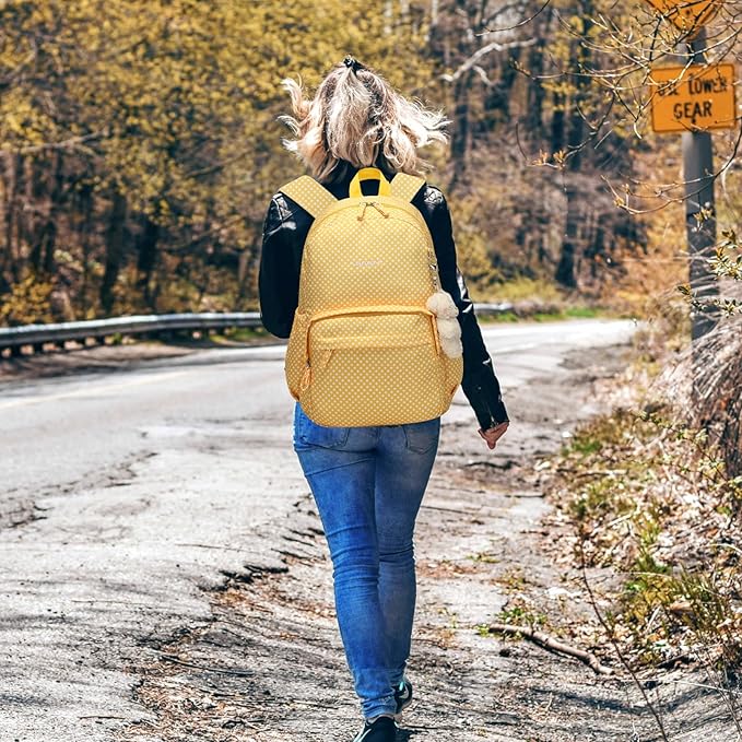SUN EIGHT Backpack for Girls Kids Backpack Waterproof Large Capacity School Backpacks for Teen for Travel and School (Yellow)