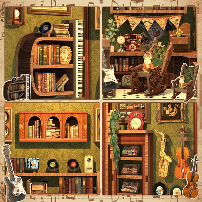CUTEBEE Book Nook Kit, DIY Miniature House Kits for Adult and Teens, Dollhouse Mini Booknook Music House Bookshelf, DIY Craft Gifts for Family and Friends（Memories Music Bookshop）
