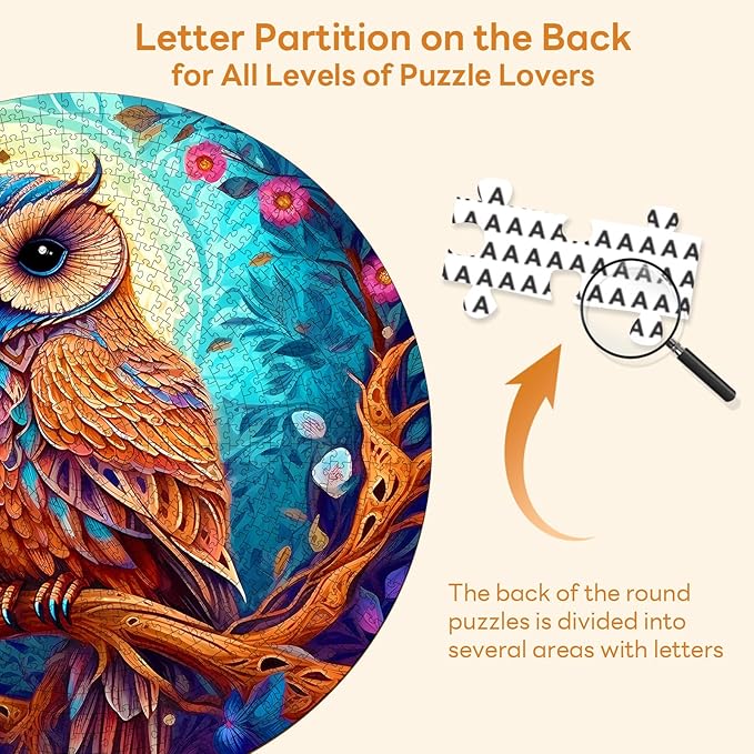 Masseruon 1000 Piece Puzzle for Adults, 26.6 * 26.6in Silent Owl Puzzle for Adults, 1000 Pieces Jigsaw Puzzles, Adult Puzzles Game, Unique Gift for Women Men