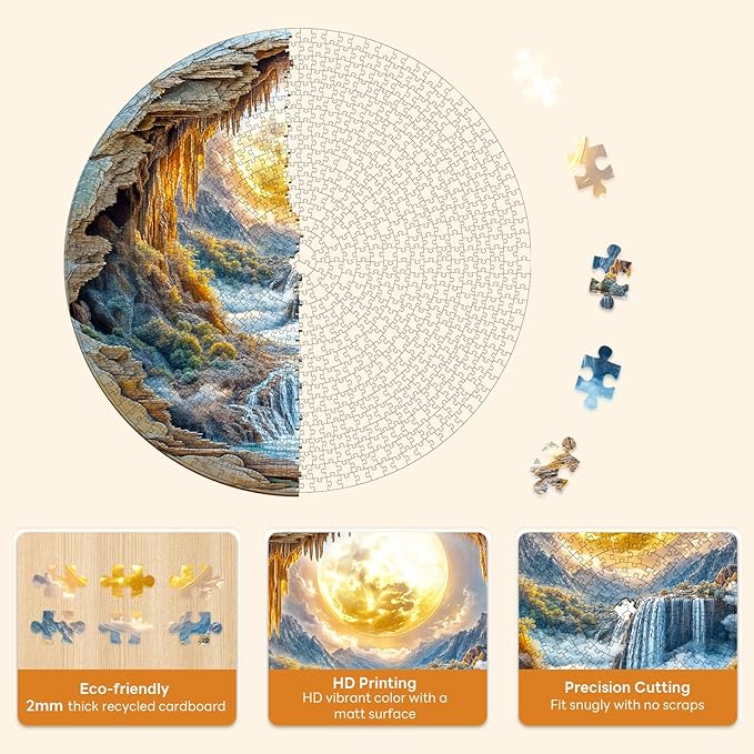 Masseruon 1000 Piece Puzzle for Adults, 26.6 * 26.6in Moonlit River Puzzle for Adults, 1000 Pieces Flat Puzzles with 3D Visual Effect When Completed, Puzzles Gift for Women Men