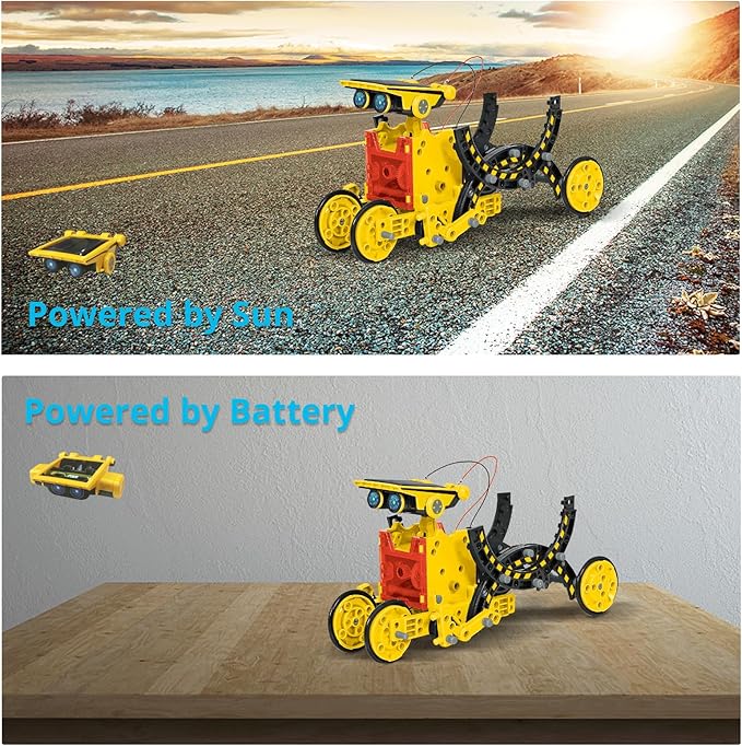 AESGOGO STEM Projects for Kids Ages 8-12, Solar Robot Science Building Kits, Birthday Gifts for 8 9 10 11 12-16 Year Old Boys Girls Teens, Robotics Powered by Sun or Battery(Not Include).