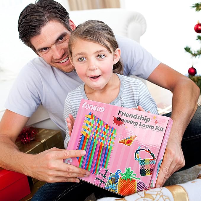 FUNBUD Weaving Loom Kit for Kids - Birthday Gifts for Girls Ages 6-12, DIY Craft Kit for Making Potholders, Arts and Crafts Toys for Girls 6-8, 8-12