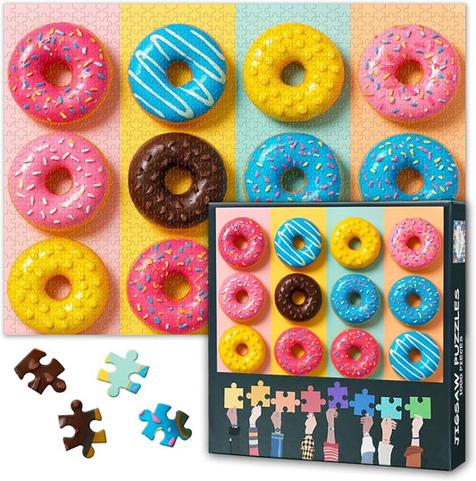 Adult Puzzles 1000 Pieces - Vibrant Donuts & Dessert Collection, Jigsaw Puzzle for Adults with Colorful Treats Art, 1000-Piece Puzzle Board - 27.5x19.7 in
