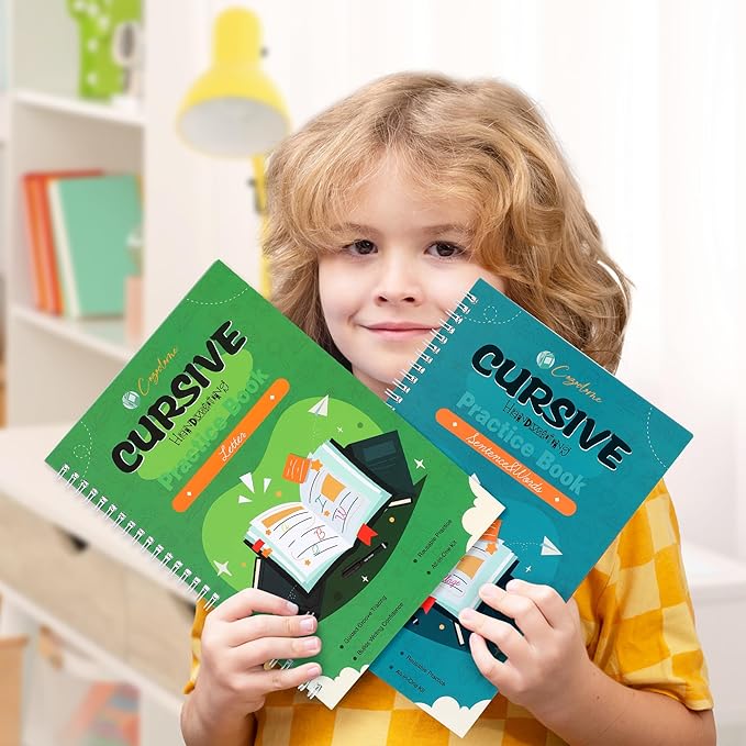 Grooved Cursive Handwriting Workbook for Kids-Reusable Magic Practice Book with Disappearing Ink, Cursive calligraphy Kit, Cursive Copybook for Kids Ages 5-12, Handwriting Without Tears Teens