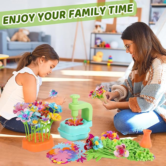 Flower Craft Kits for Kids - Arts and Crafts Activity Toys Set for Girls Ages 4-10, Birthday Gifts for 4 5 6 7 8 9 Year Old Girls, DIY Flower Making Kit for Kids, Creative Toys Gifts for Preschool