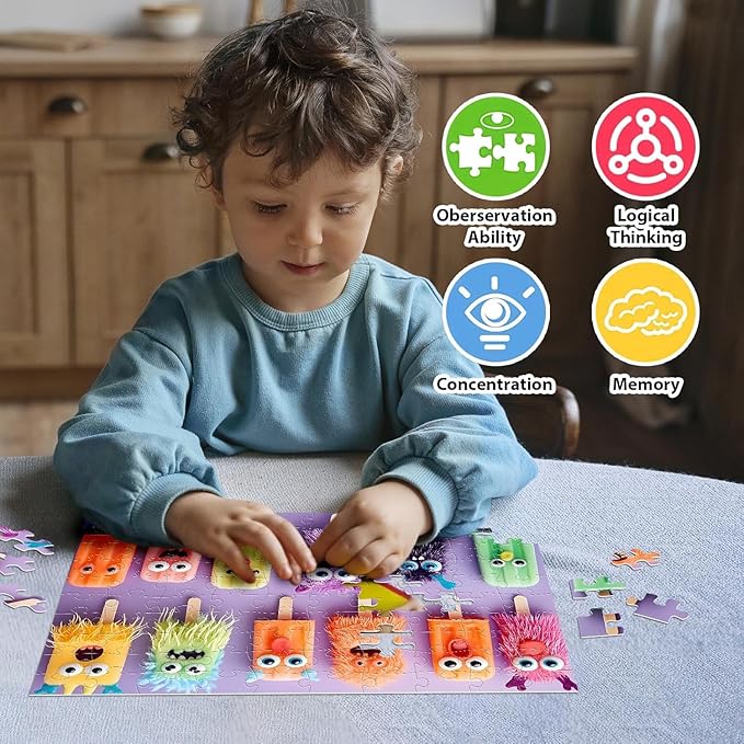 4-Pack 100 Piece Puzzles for Kids Ages 4-6 6-8 8-10 - Cat Dog Portraits Popsicles Unicorn Puzzle for Girls 4-6 Years Old 100 Piece Jigsaw Puzzle for Adults Toddler Children Learning Educational Toys