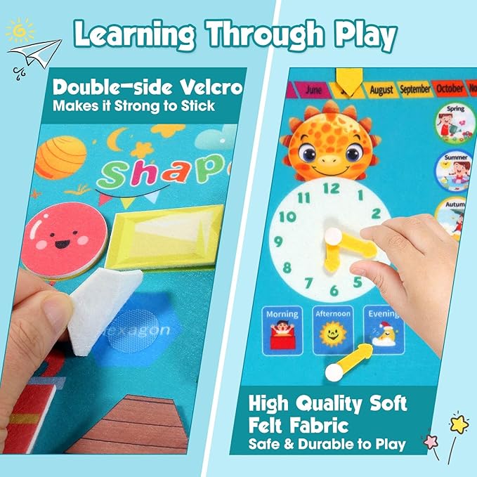 FREYBLI Toddler Busy Board, Montessori Toys for Boy Birthday Gift, Educational Quiet Activity Busy Book for Toddlers, Airplane Car Travel Toys