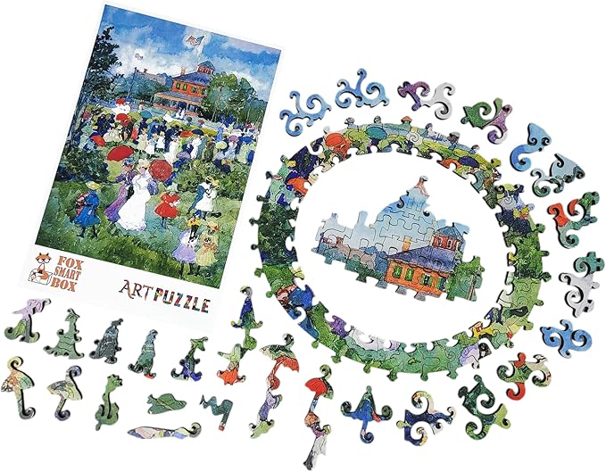 Wooden Jigsaw Puzzle for Adults - Uniquely Shaped Pieces - Made in The USA by FoxSmartBox - 212 Pieces - Franklin Park Boston