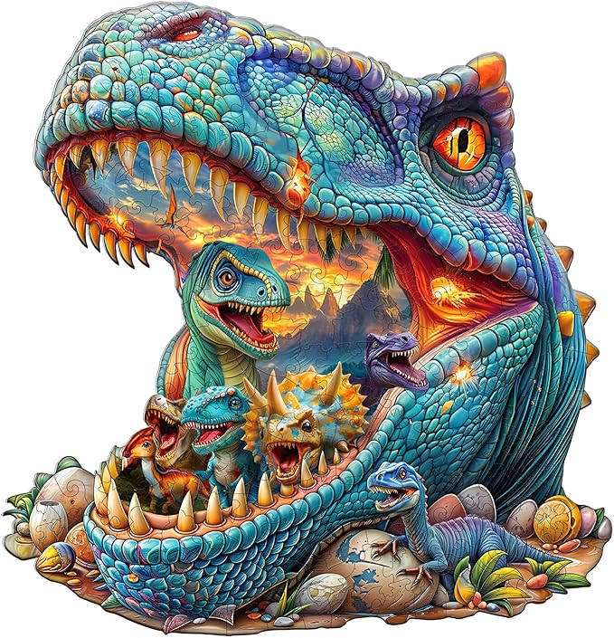 Wooden Jigsaw Puzzles, Fantasy Dinosaurs Wooden Puzzles for Adults with Unique Shape, Adult Jigsaw Puzzle, Birthday Gifts for Adults, 11.4"x11"-165pcs