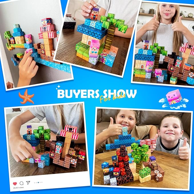 Magnetic Blocks - 150PCS Magnetic Building Blocks Magnet Toys for Kids Age 3-5 4-8 5-7 8-12, Mine Magnet World Craft Construction, Stacking Sensory Toy Christmas Birthday Gifts for Boys Girls