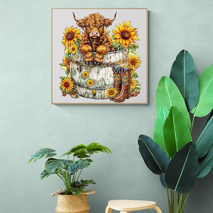 Wooden Puzzles for Adults, Wooden Jigsaw Puzzles for Adults Kids, Sunflower Pasture-2 Unique Shaped Wood Puzzles Adult, Creative Birthday Gifts for Friends Family Game (13.4 * 12.2in 270pcs)