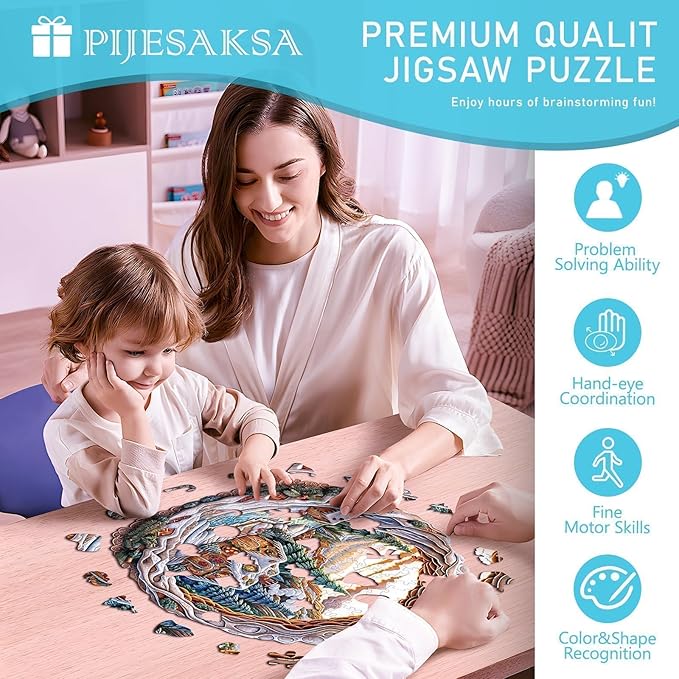 Christmas Best Gifts - Christmas House Puzzle, Unique Shape Wooden Christmas Puzzles, Snowy Xmas Wooden Puzzles for Adults, Gingerbread House Puzzle, Wood Puzzles Adult (S-8.5 * 8.3in-100 Pieces)