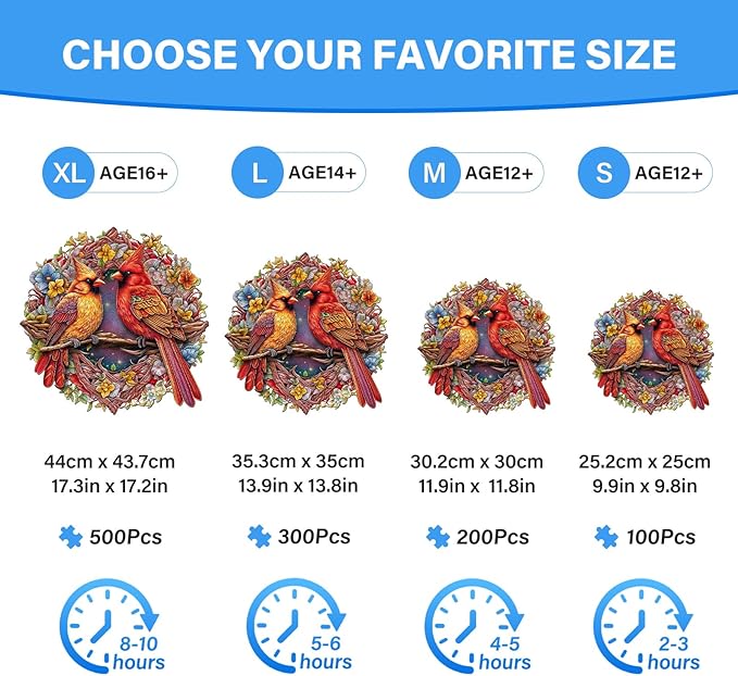 Wooden Puzzles for Adults, Cardinal Building Set Wooden, Irregular Wooden Puzzles Adult, Difficult Puzzle Gifts for Puzzle Lover, Xmas Gifts (XL-17.3 * 17.2in - 500pcs)