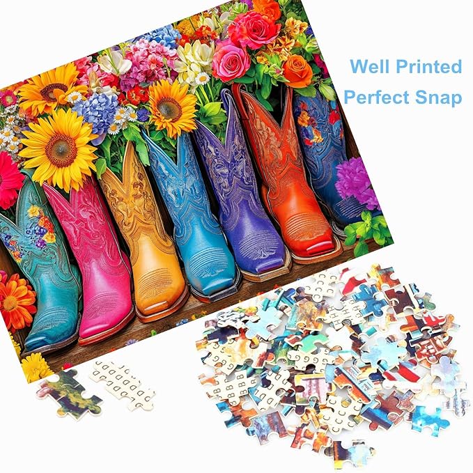 500 Piece Puzzles for Adults Colorful Boots 20.5 x 15 Inch 500 Piece Jigsaw Puzzles for Kids Adults Puzzles 500 Pieces for Adult Holiday Educational Challenge Toy