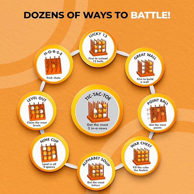 Wood Edition Game Set - Multiplayer Fun Games for Kids & Adults - Addictive Bounce Ball Games w/Multiple Battle Styles - Ultimate Family Games of Strategy & Chance