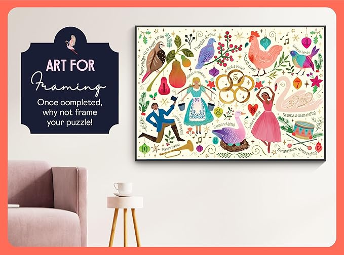 Christmas Puzzle - 12 Days of Christmas | Christmas Puzzles 1000 Pieces | Puzzles for Adults 1000 Pieces | Jigsaws Size 28 x 20 inches | Elena Essex Puzzles