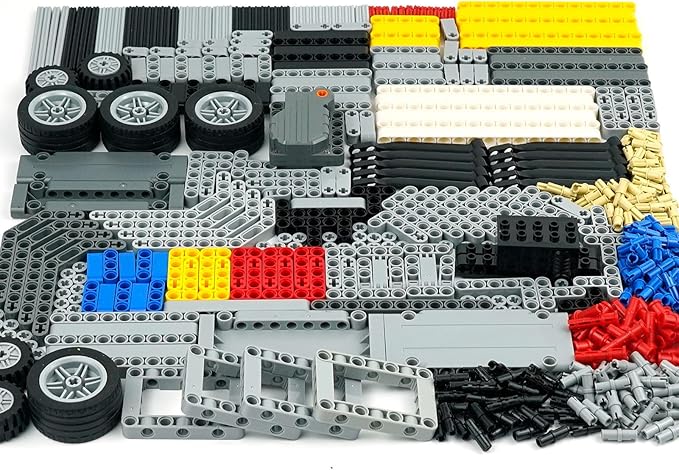 544PCS Technical Parts Pieces Sets, Engine Pullback Motor Kit, Beams Liftarm Frame Extra Replacement, Car Tire Wheel Axles Pin Connector Bricks Bulk