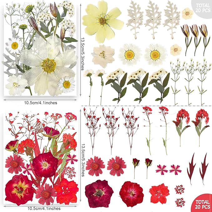 301Pcs Dried Pressed Flowers Leaves & Butterfly Stickers for Crafts,TrendCart Real Natural Dry Pressed Flowers for Resin Molds Nails Art Candle Making Phone Cases DIY Art Crafts Jewelry Making