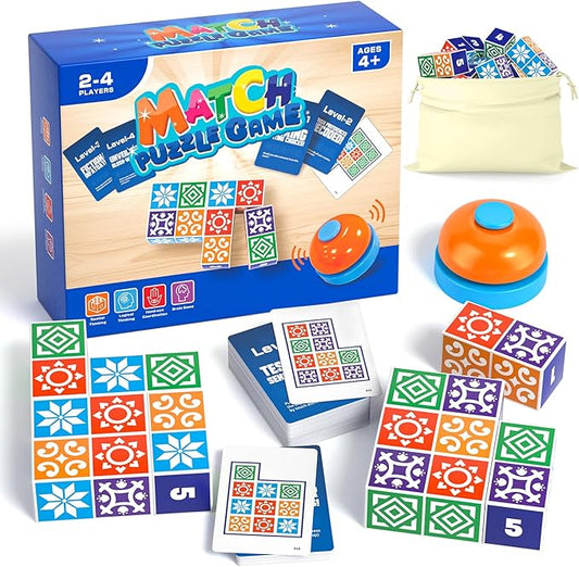 Matching Board Game, Family Puzzle Board Games for Adults & Children, Block Puzzle Games with Bell for Kids Ages 4+, Birthday Gifts Toys Travel & Party Boards Game for Family Night