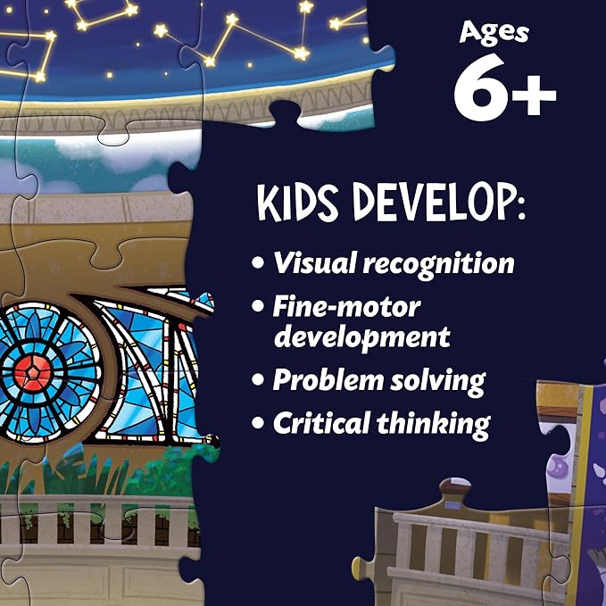 Peaceable Kingdom Museum at Midnight – 100-Pc. Seek & Find Glow Puzzle for Kids Ages 6 & Up – Included Blacklight Reveals Hidden Items – Great for Home or Classrooms