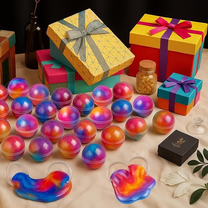 24 Pack Slime Party Favors, Galaxy Slime Balls Soft DIY Toys Stretchy and Non-Sticky Stress Relief Crystal Clay Safe Toys for Kids Girls Boy Classroom Birthday Halloween Christmas Party Favors Gifts