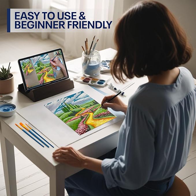 Painting4Real DIY Painting Class Kit for Adults with Video Tutorials: Learn to Paint Wizard of Oz Yellow Brick Road – How to Paint with Acrylics – Painting & Art Supplies – 9 Piece Acrylic Paint Set