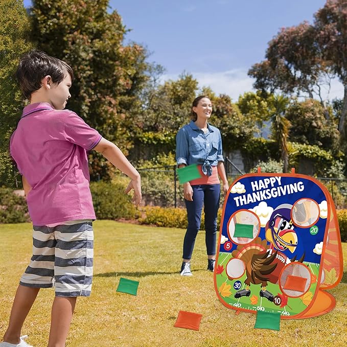 Thanksgiving Bean Bag Toss Games for Kids, Fall Festival Games Turkey Board Outdoor Toys for Toddlers, Thanksgiving Party Favors Activities Carnival Supplies Indoor Yard Games for Boys Girls Family