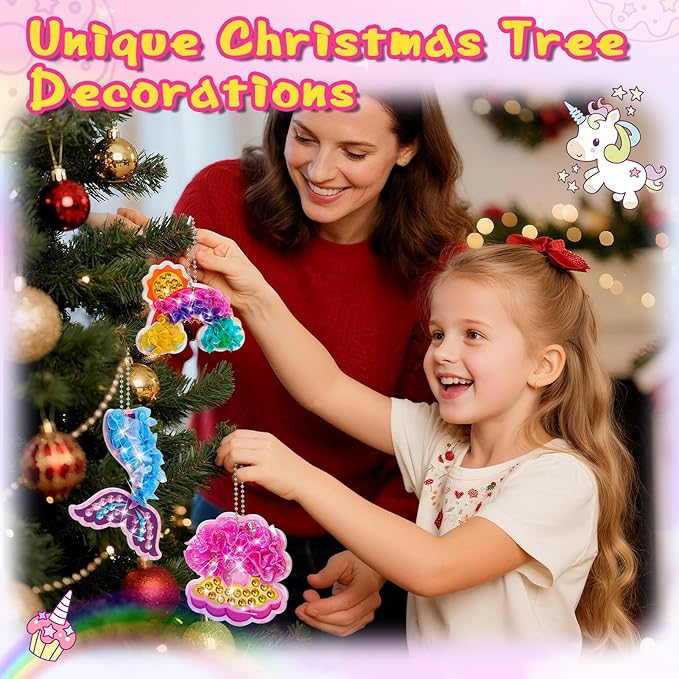 CrispPlay Crafts for Kids Ages 4-8 8-12 Girls Toys, 8pcs Poke Art Craft Kits for 4 5 6 7 8 9 Year Old Girls Birthday Christmas Gifts, DIY Creative Activity, Mess Free, Magic Theme