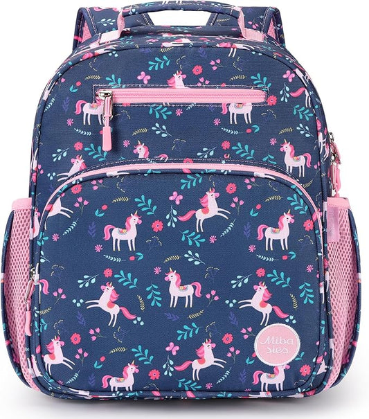 mibasies Kids Backpack for Girls: Girls Backpack 5-8 - Kindergarten Elementary School Bookbag for Girl - Unicorn