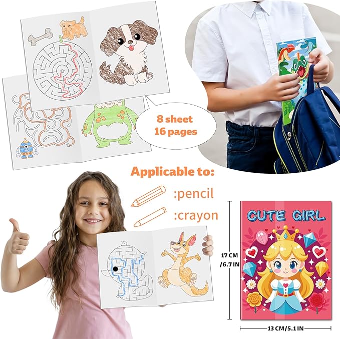 Elfew 20 Pcs Small Coloring Books for Kids Ages 4-8(5.1 * 6.7in), Bulk Coloring Books for Ages 3-5, Puzzle Bookds for Kids Party Favor, School Goodie Bags Stuffers for Boys Girls