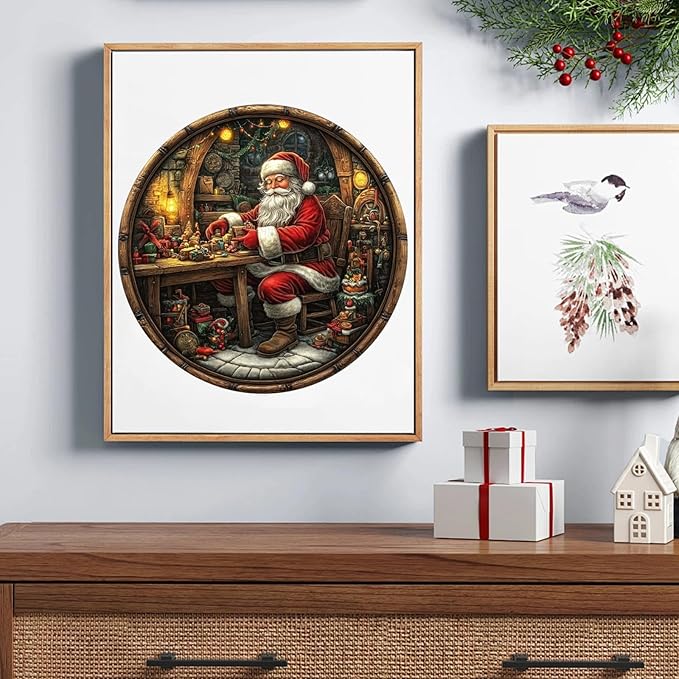 Wooden Puzzles for Adults, 500 Pieces Christmas Puzzle for Adults and Kids, Santa Claus Unique Shape Wooden Jigsaw Puzzle, Wooden Puzzle Creative Toys for Family Friends, 16.5 Inch