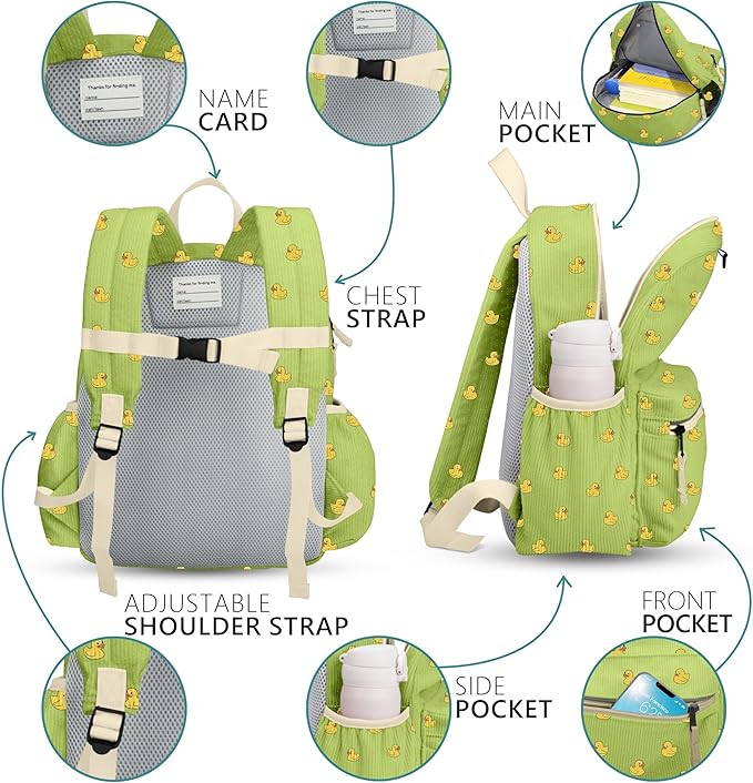 Corduroy Toddler Backpack for Boys 2-5: Preschool Backpacks for Girls 13.5" H Fit Folder