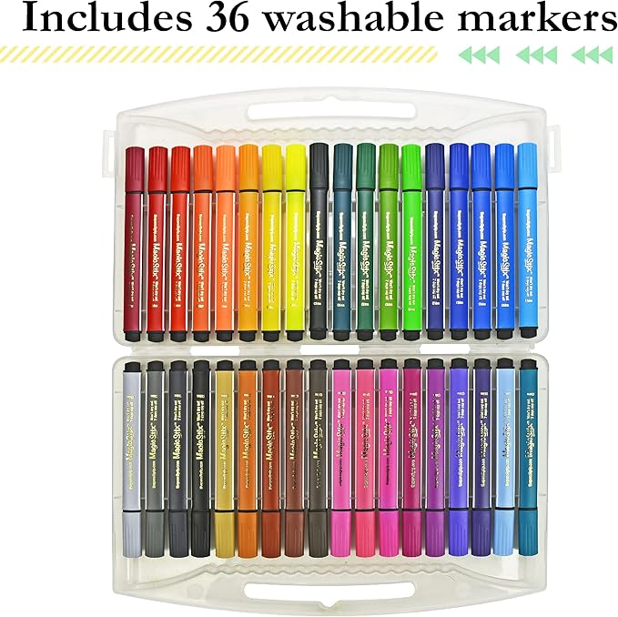 The Pencil Grip Magic Tri Stix, Non-Toxic and Washable Markers For Kids, 36 Assorted Stix Markers, TPG-399