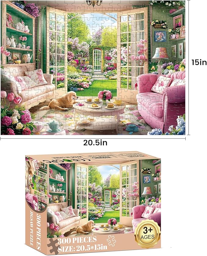 300 Piece Puzzles for Adults, Jigsaw Puzzles 300 Pieces for Adults Kids Building Flowers Puzzle Recycled Cardboard Jigsaw Puzzle Challenging Puzzles Game Family Activity Gift Toy 20.5x15inch