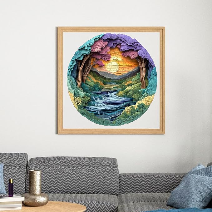 Wooden Puzzles for Adults, 3D Vision Effects Nature Landscape Wooden Jigsaw Puzzles 500pcs, 15.2x15.7in, Unique Shape Wood Puzzles Adult, Creative Gift for Adults and Kids Home Decor