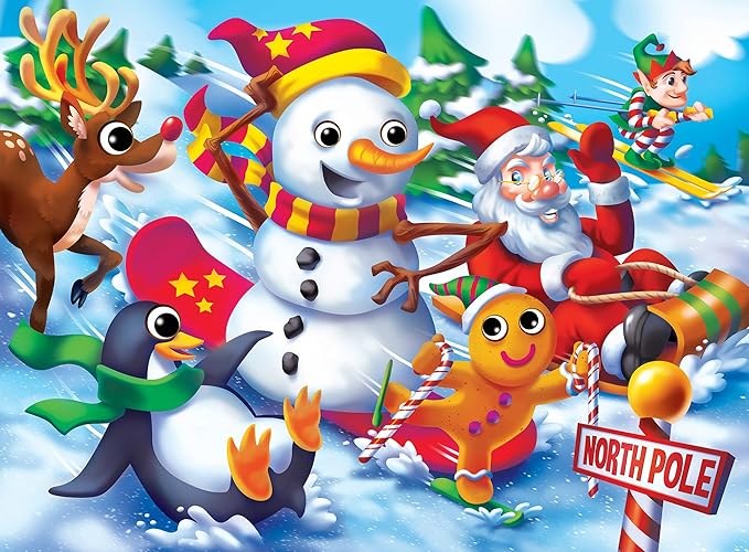 MasterPieces – 48 Piece Jigsaw Puzzle for Kids 4+ Years, Funny Christmas with Googly Eyes, Educational and Fun Game, Gift Idea for Children, 19" x 14"