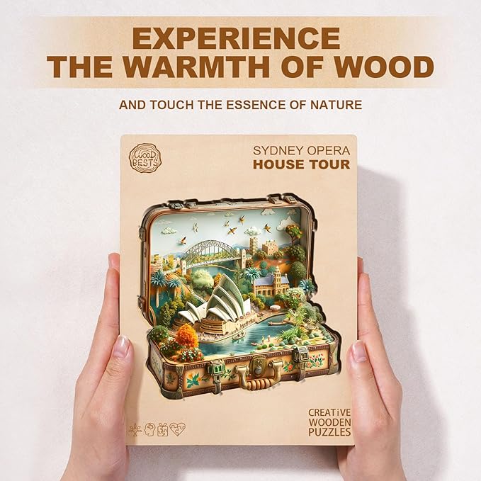 Jigfoxy Wooden Puzzles for Adults, Sydney Opera House Tour Wood Puzzles Adult, Unique Animal Shape Wooden Jigsaw Puzzles for Adults, Birthday Gifts for Puzzle Lovers, Family (M-11.4 * 11.2in-190p)
