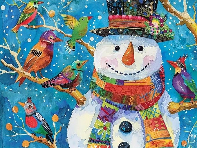 Cartoon Bird with Snowman 1000 Piece Puzzles for Adults, Puzzles for Kids Children, Vivid & Colorful Personalized Puzzles - for Room Decor Home Decor Fall Decor - Gifts for Women 30x20 inch