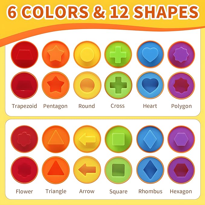 MOONTOY 12PCS Toddler Carrot Matching Eggs Easter Toys for 1 2 3 Year Old Party Favors Educational Shape Sorter Montessori Sensory Preschool Classroom Easter Gifts for Kids Easter Basket Stuffers