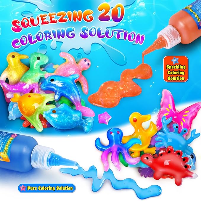JOPSHEEN 20 Colors Magic Water Elf Toy Kit for Kids - Water Pets with 12 Molds - DIY Squishies Maker Crafts Birthday Gifts for Boys and Girls