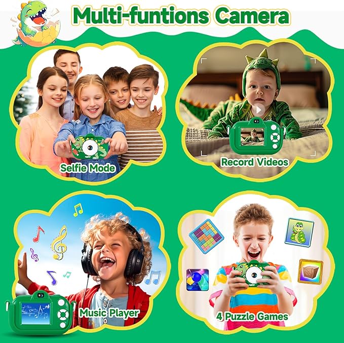 Kids Camera Toys for Boys Age 3-8, 1080P Toddler Digital Camera with 32GB SD Card, Toddler Toys for Kids, Christmas Birthday Gifts for Boys 3,4,5,6,7,8 Years Old