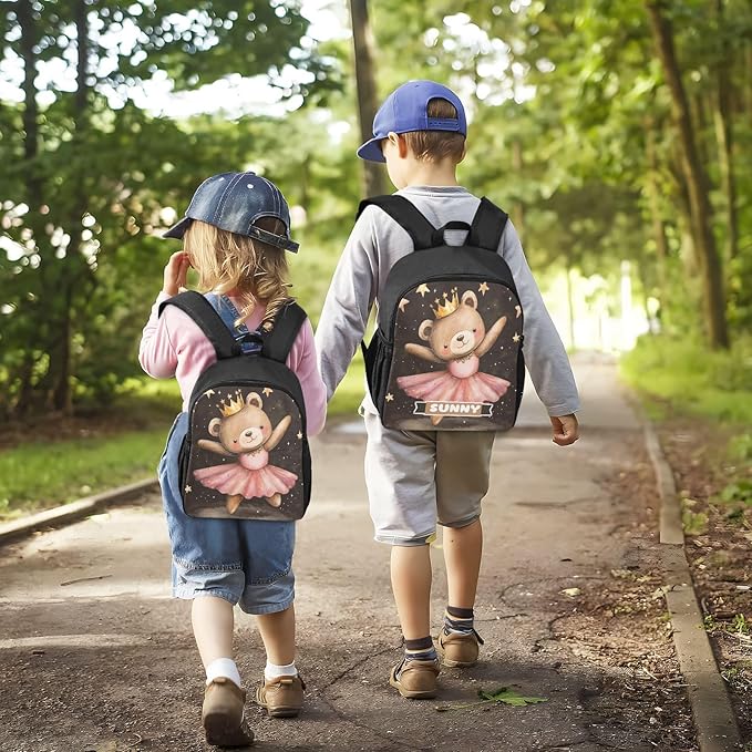 Dancing Bear Dark Toddler Backpack for Boys Girls 3-6 Preschool Small Backpacks Kids Mini Kindergarten Bookbag for Elementary for School